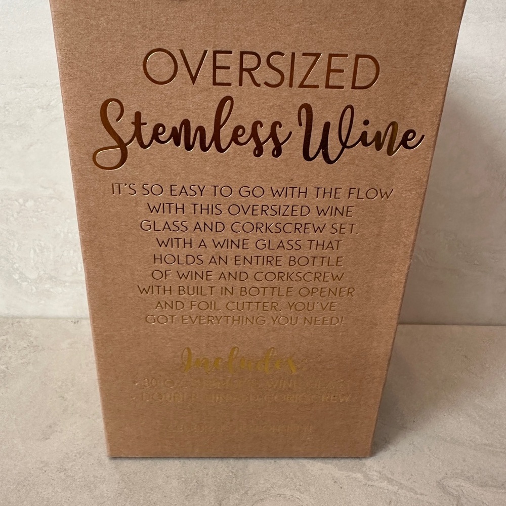 “Holiday Survival” Oversized Stemless Wine Glass and Corkscrew 30oz - Picture 2 of 2